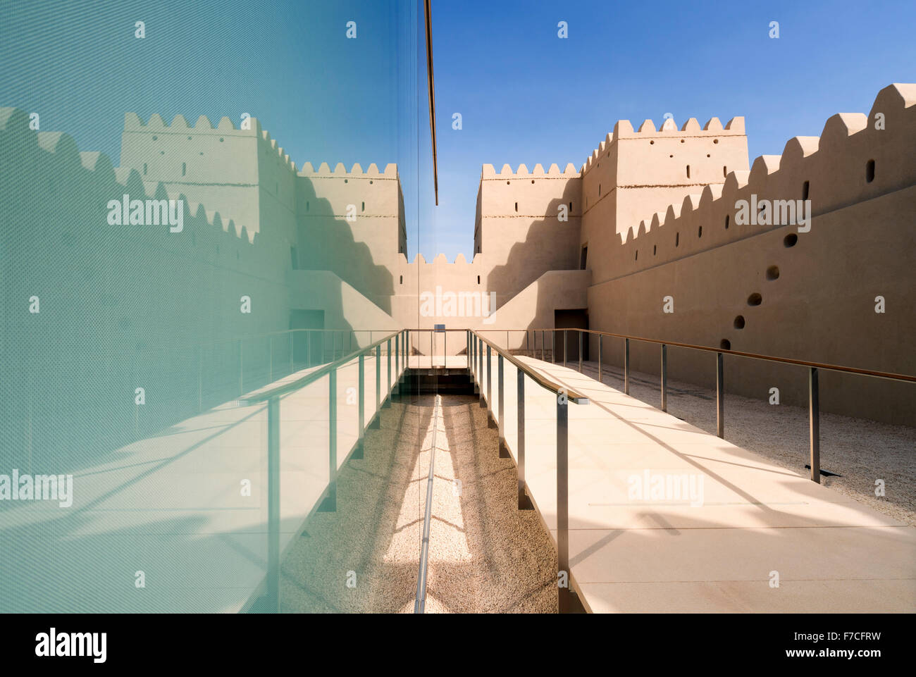 Vista esterna del nuovo museo a fort ricostruito Al Qasr al Muwaiji (luogo di nascita dello sceicco Khalifa bin Zayed Al Nahyan),Al Ain Foto Stock