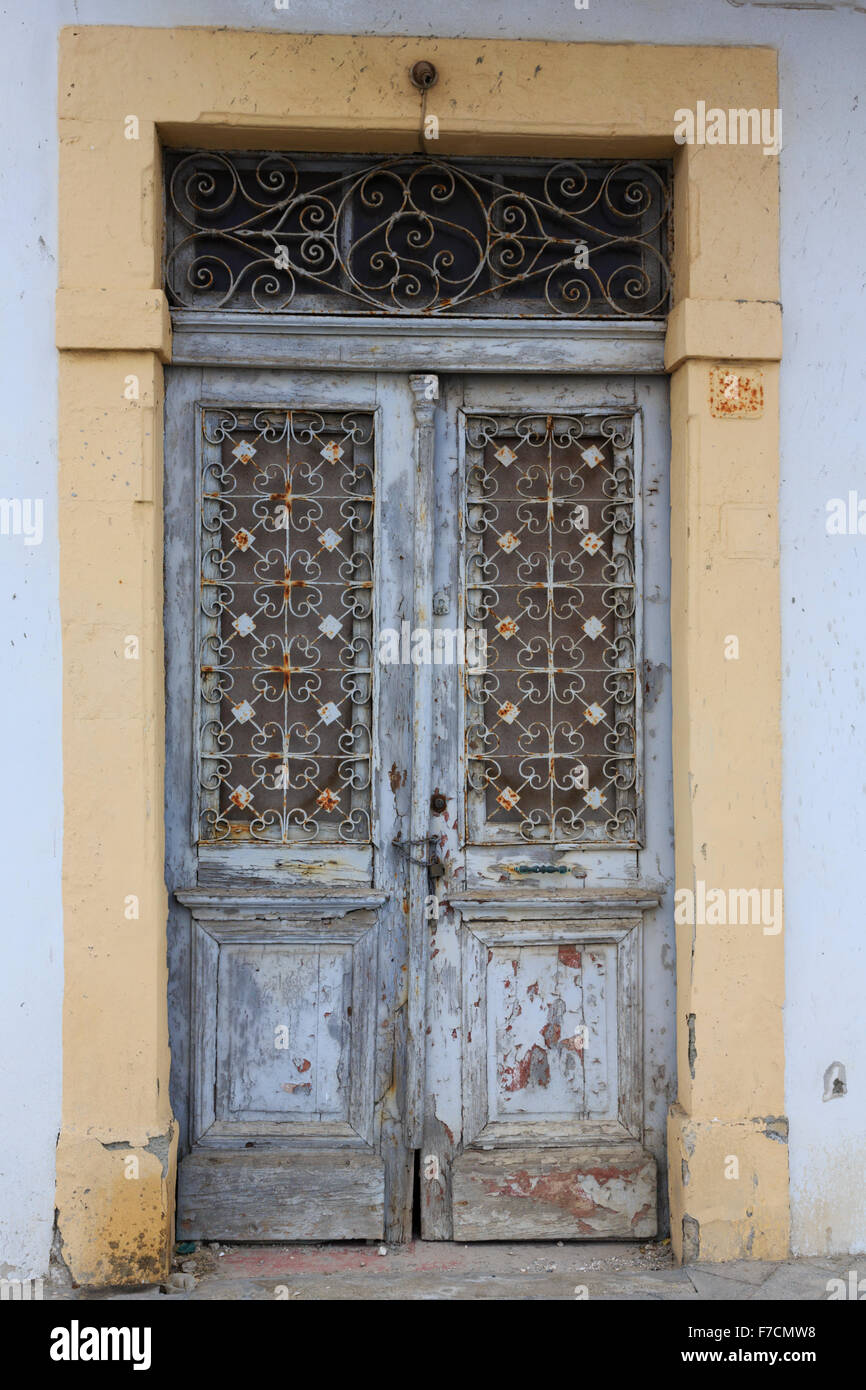 Cucina cipriota tradizionale porta decorativa, Larnaca, Cipro. Foto Stock