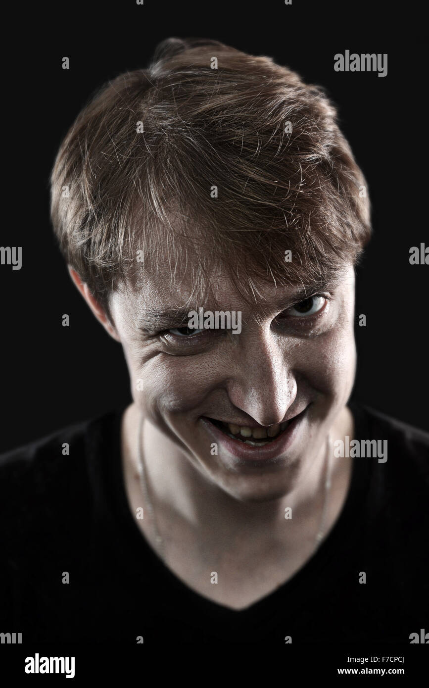 Uomo malvagio ritratto Foto Stock