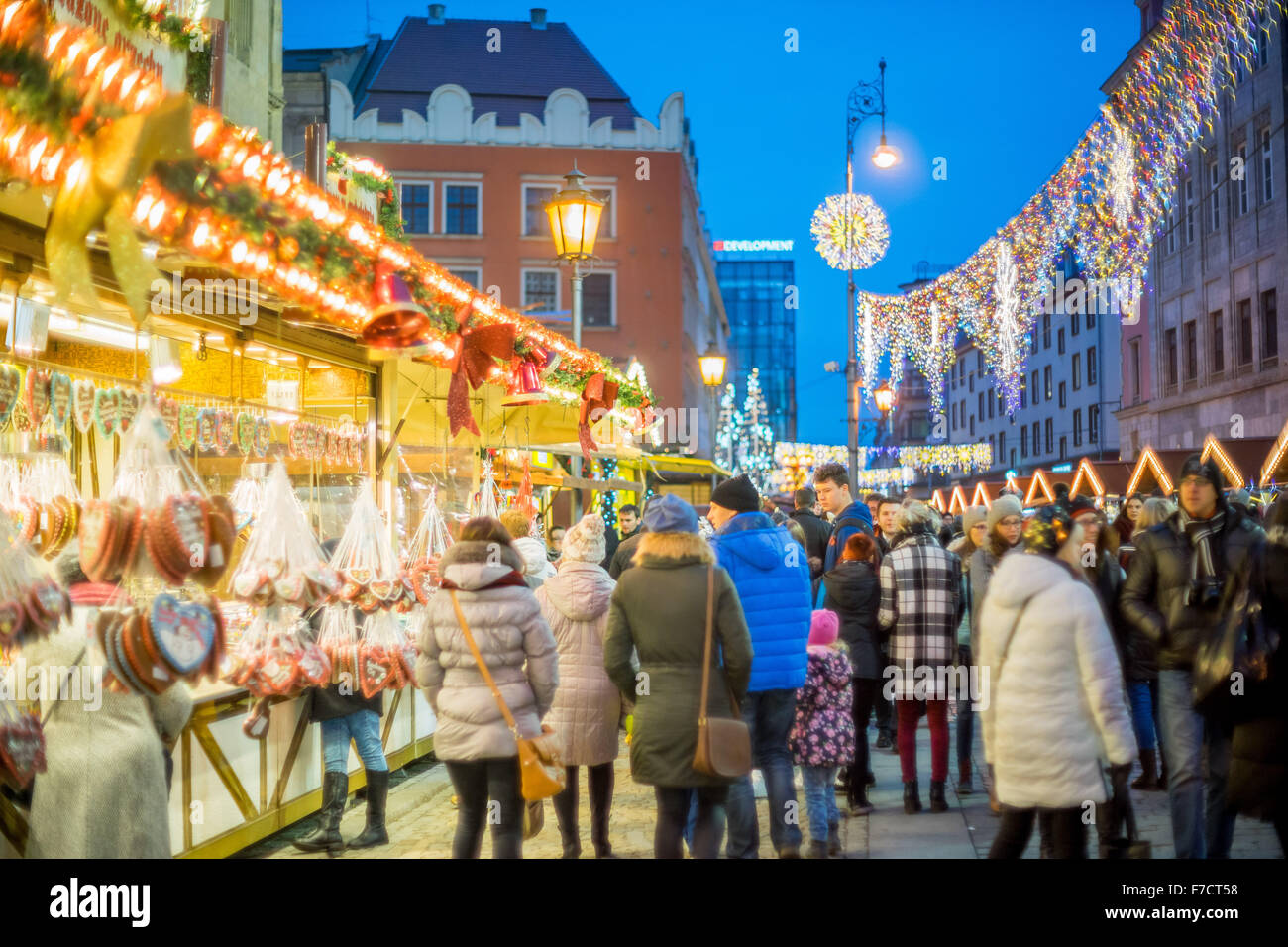 Fiera di natale 2016 Wroclaw Polonia Foto Stock