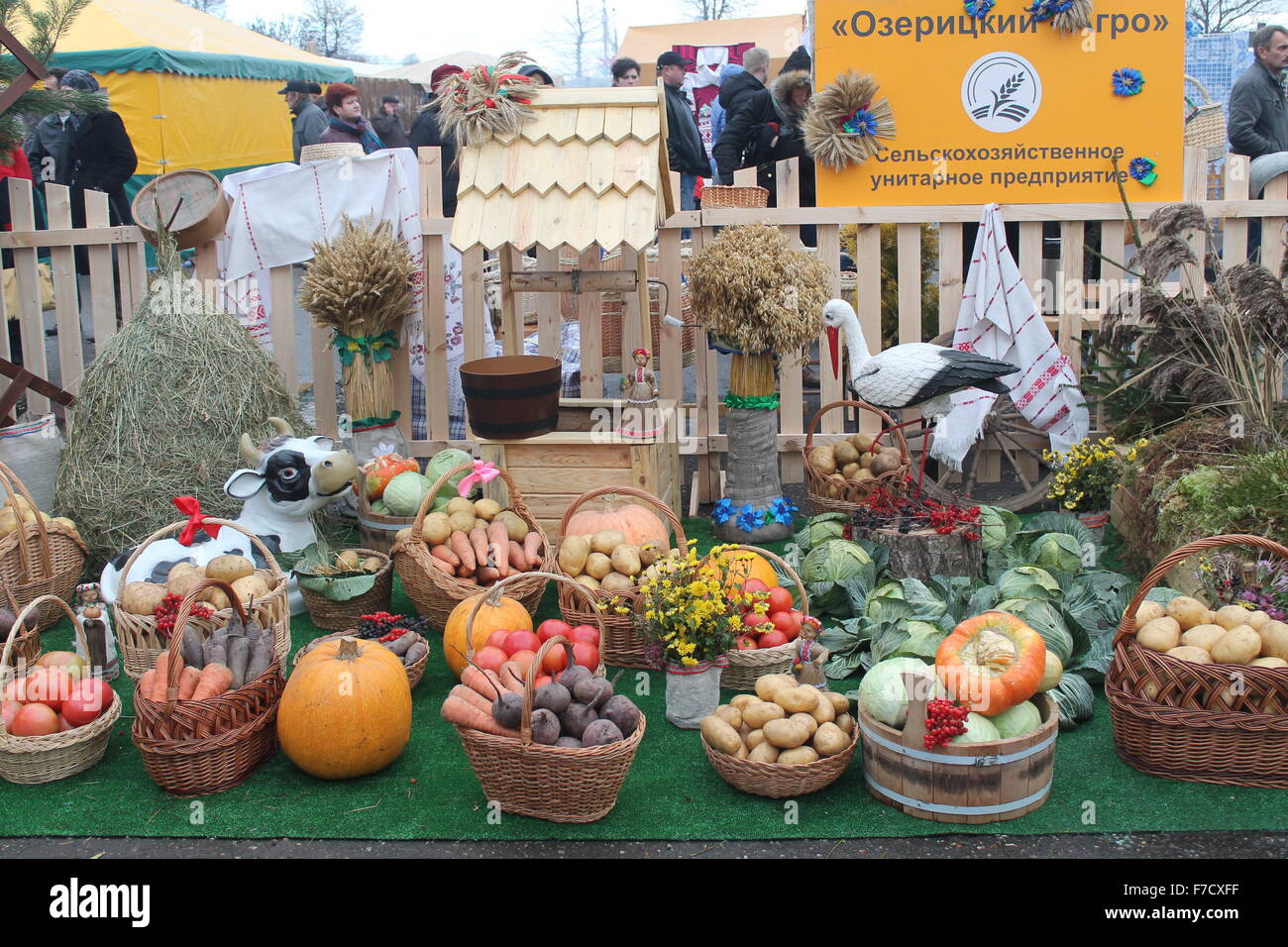 Fiera agricola con sani prodotti pulito sulla esposizione Foto Stock