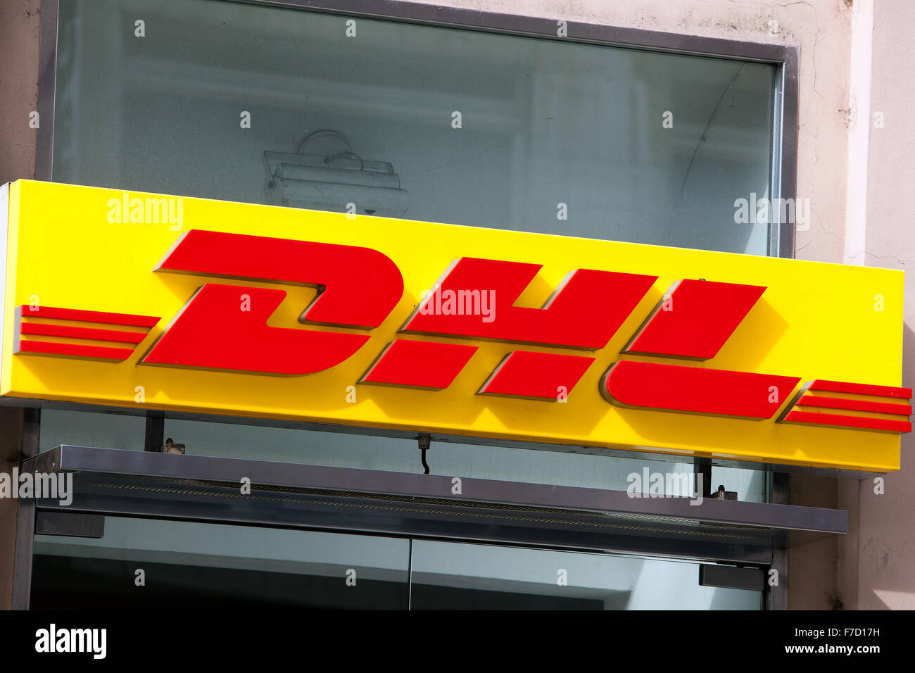 DHL Delivery Service segno, Repubblica Ceca Foto Stock