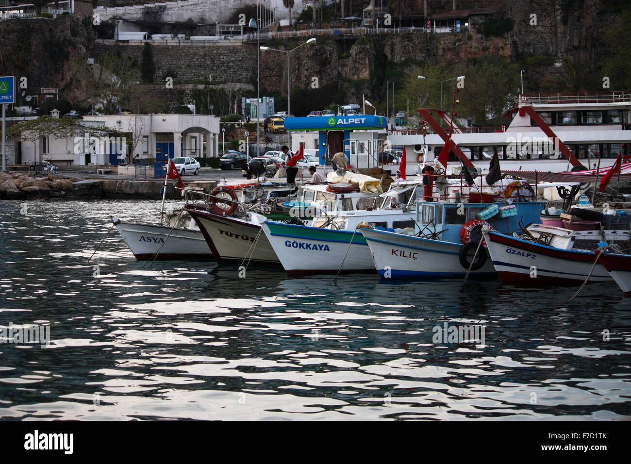 Barche nel porto di Antalya, Turchia Foto Stock
