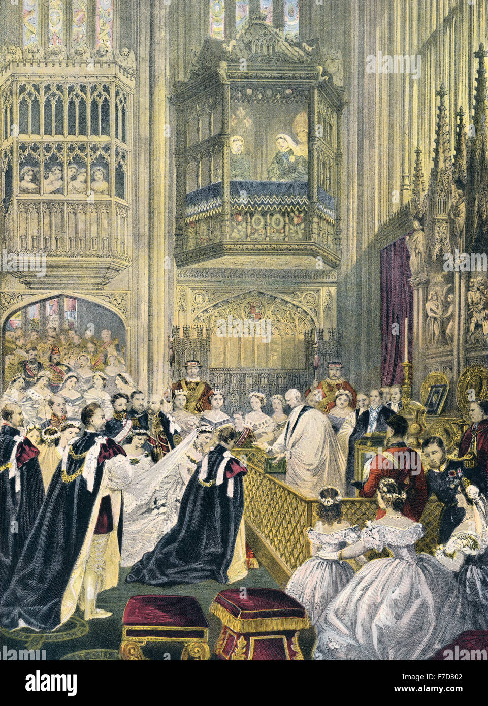 Nozze di Albert Edward VII, il Principe del Galles e la Principessa Alexandra della Danimarca in la Cappella di San Giorgio., il Castello di Windsor, a 10 m. Foto Stock