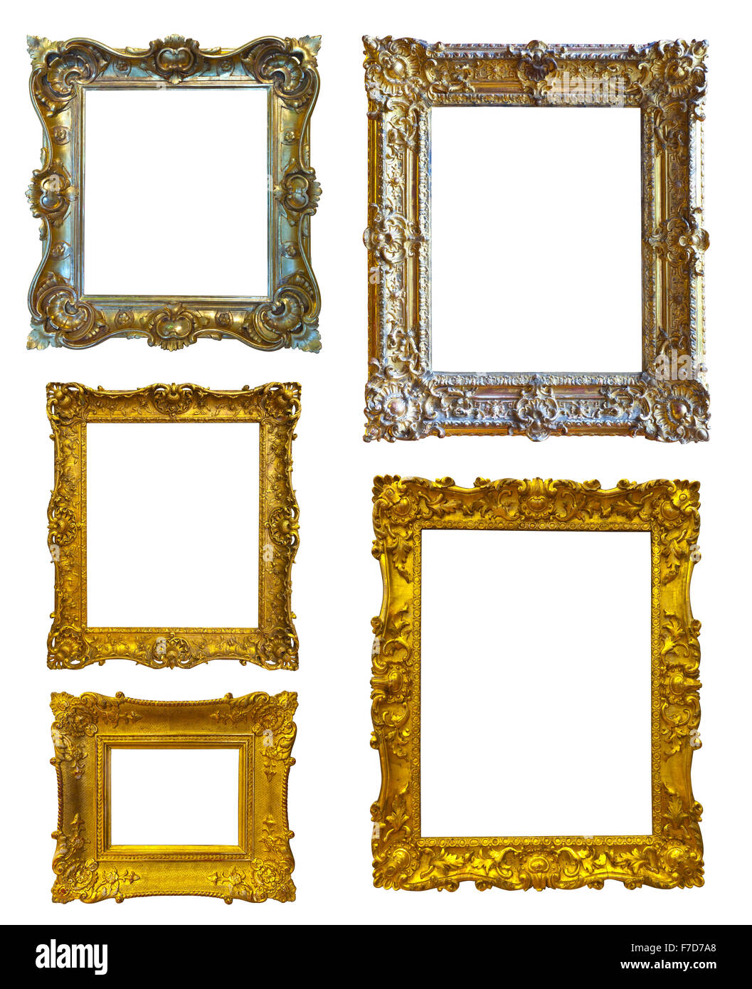 Set di qualche lusso cornici dorate. Isolato su sfondo bianco con tracciato  di ritaglio Foto stock - Alamy