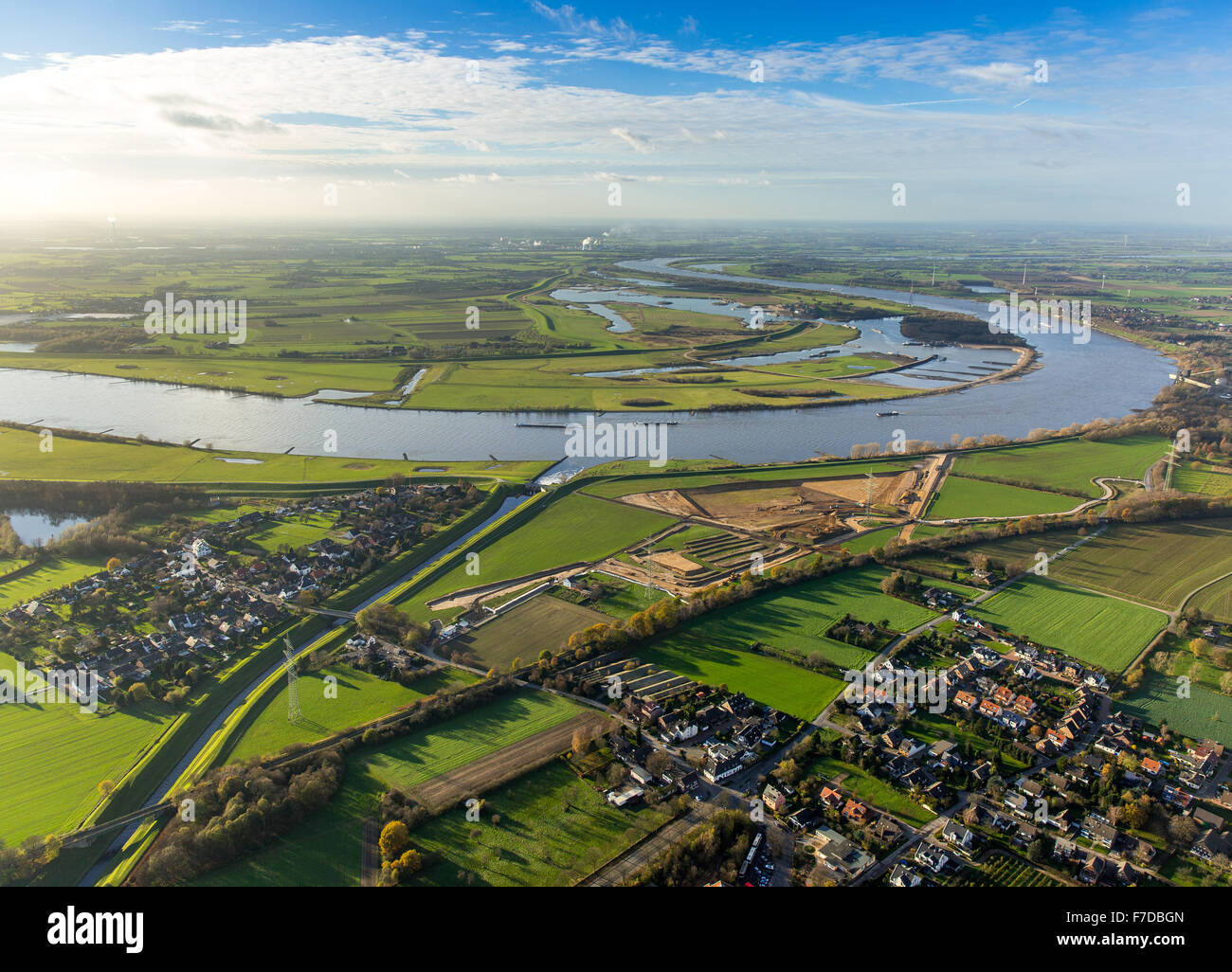 Conversione di Emschermündung, bocca di Emscher nel fiume Reno di Dinslaken, Rhein, Dinslaken, regione della Ruhr, Foto Stock