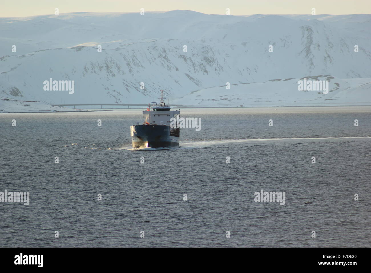 La parte anteriore rivolta verso la nave, a nord del circolo polare artico, Norvegia Foto Stock