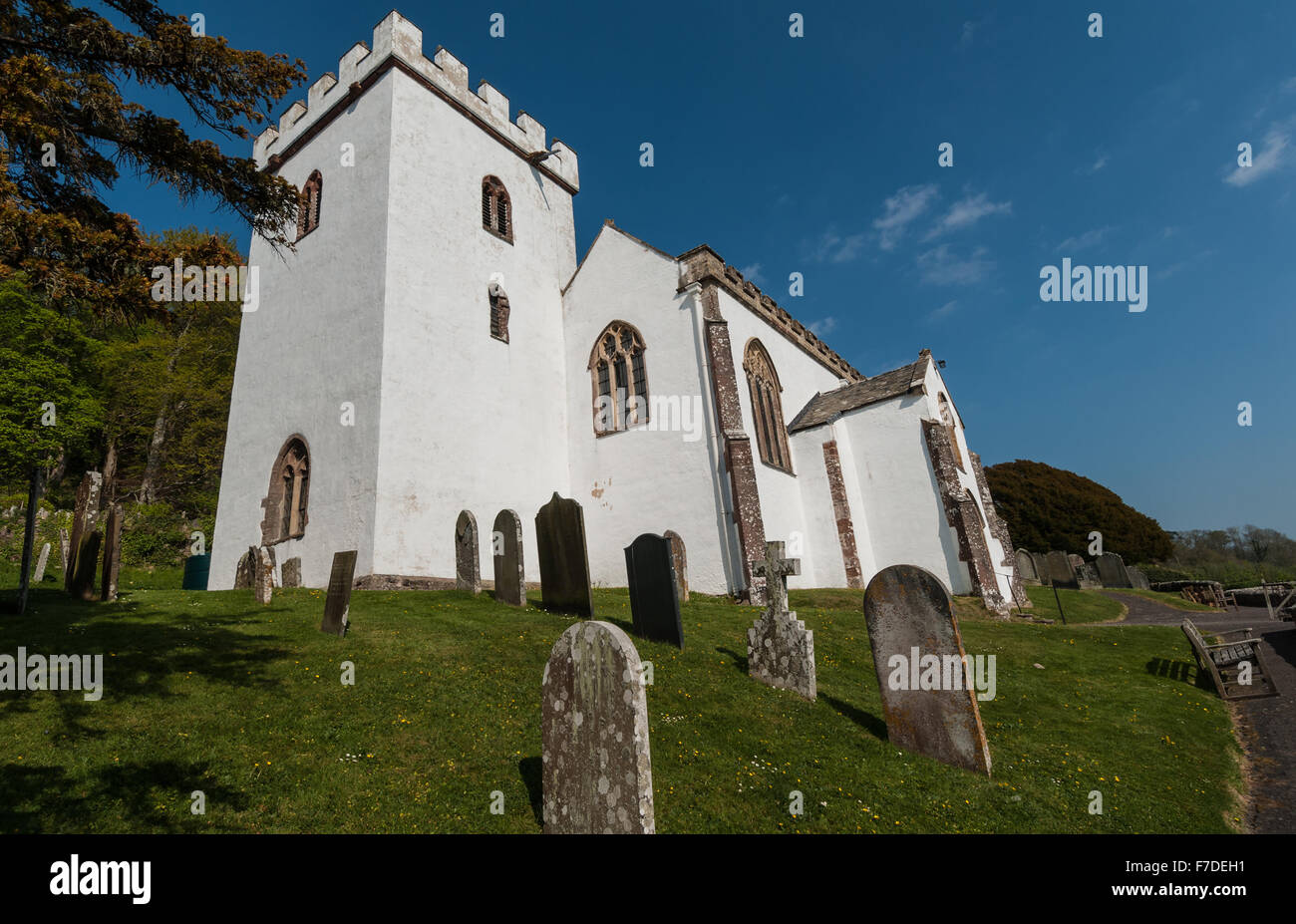 Selworthy Chiesa di Tutti i Santi Somerset, Inghilterra, Regno Unito. Foto Stock