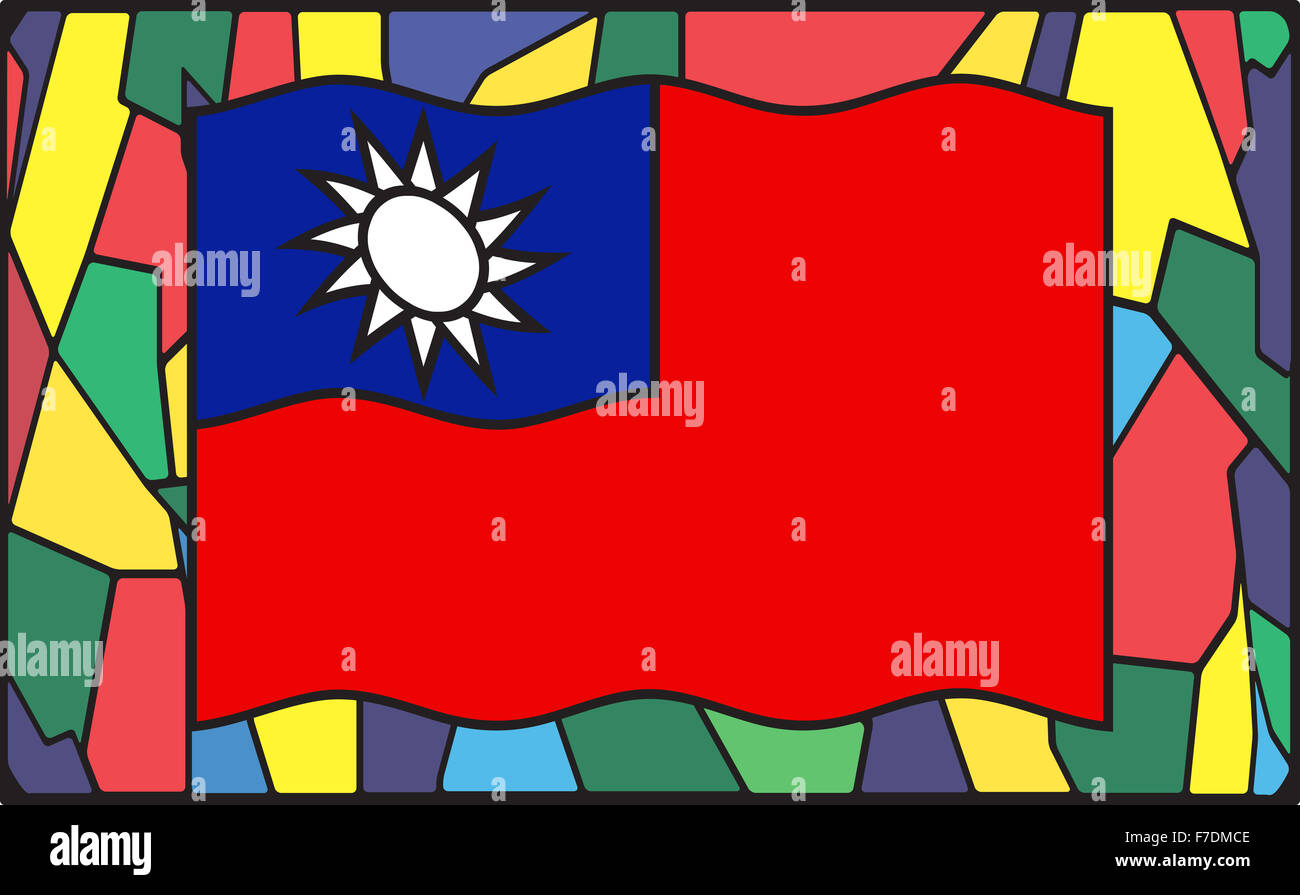 Una bandiera di Taiwan design vetrata Foto Stock