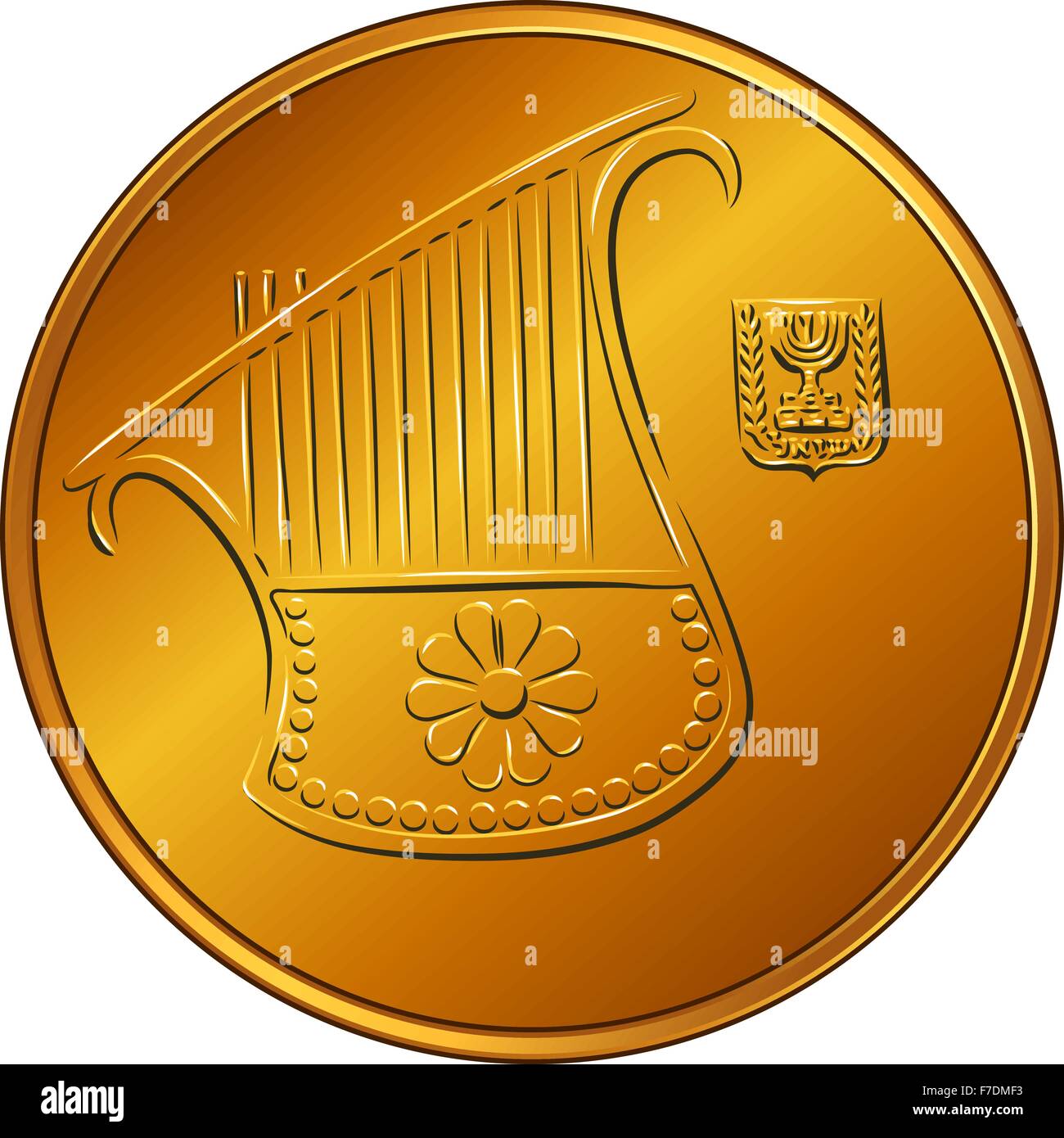 Vector Gold denaro israeliano semi-shekel coin Illustrazione Vettoriale