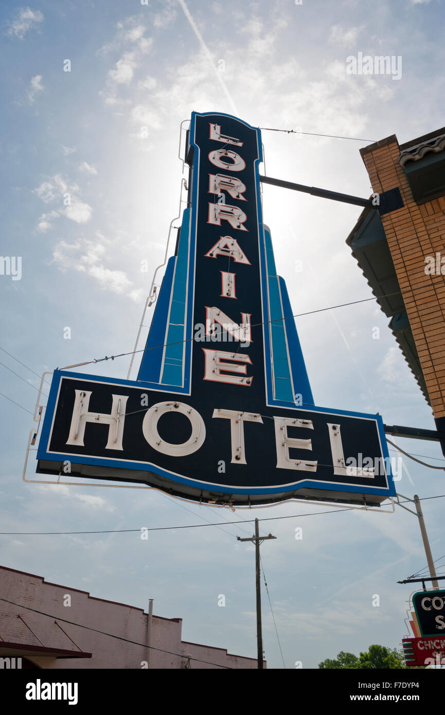Il Lorraine Hotel di Memphis in Tennessee dove Martin Luther King assassinato nel 1968 Foto Stock