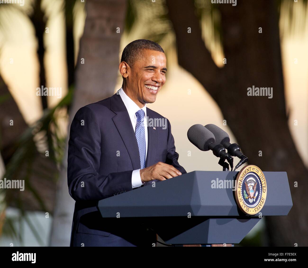 La conferenza stampa conclusiva del Presidente Barack Obama alla conferenza APEC a Honolulu, HI Foto Stock