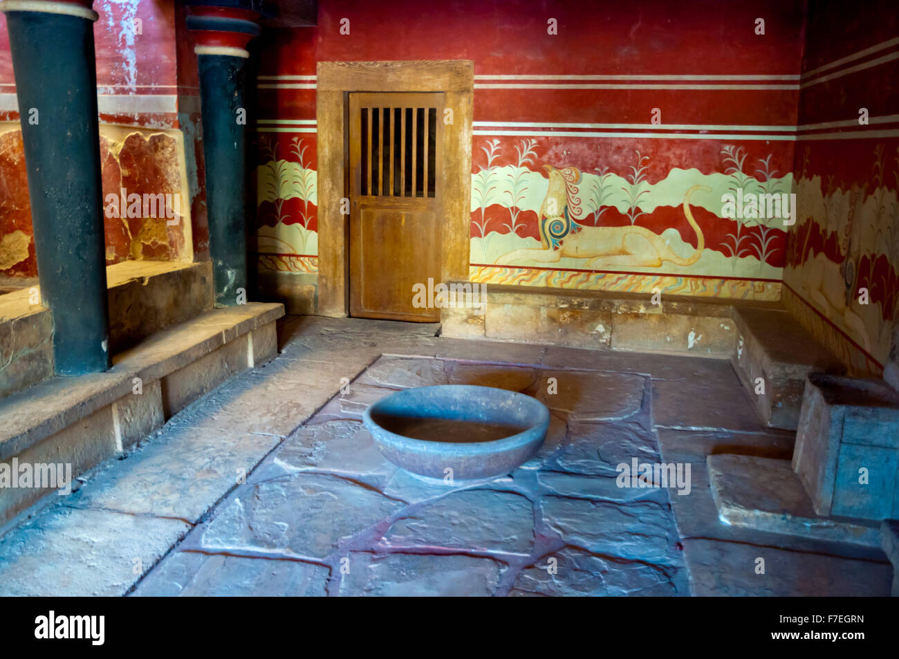 Sala del Trono, Cnosso, vicino a Heraklion, Creta, Grecia Foto Stock