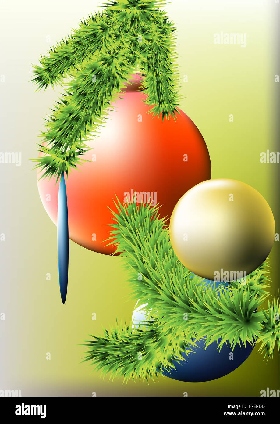 Rosso, blu e oro palloncini albero di Natale decorato Foto Stock