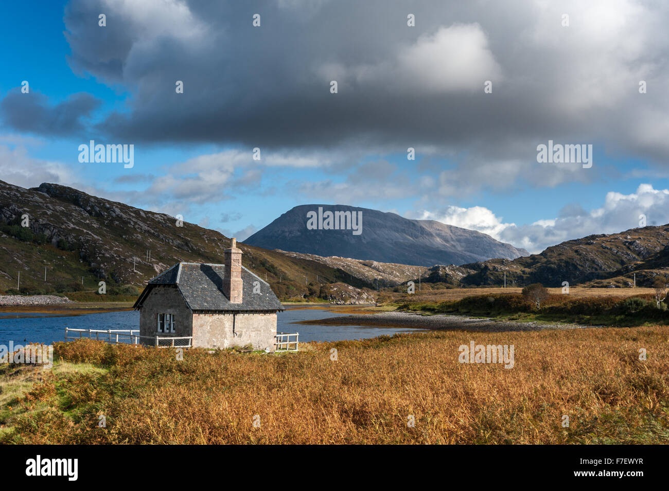 Bothy pesca sul fiume Laxford Sutherland Foto Stock
