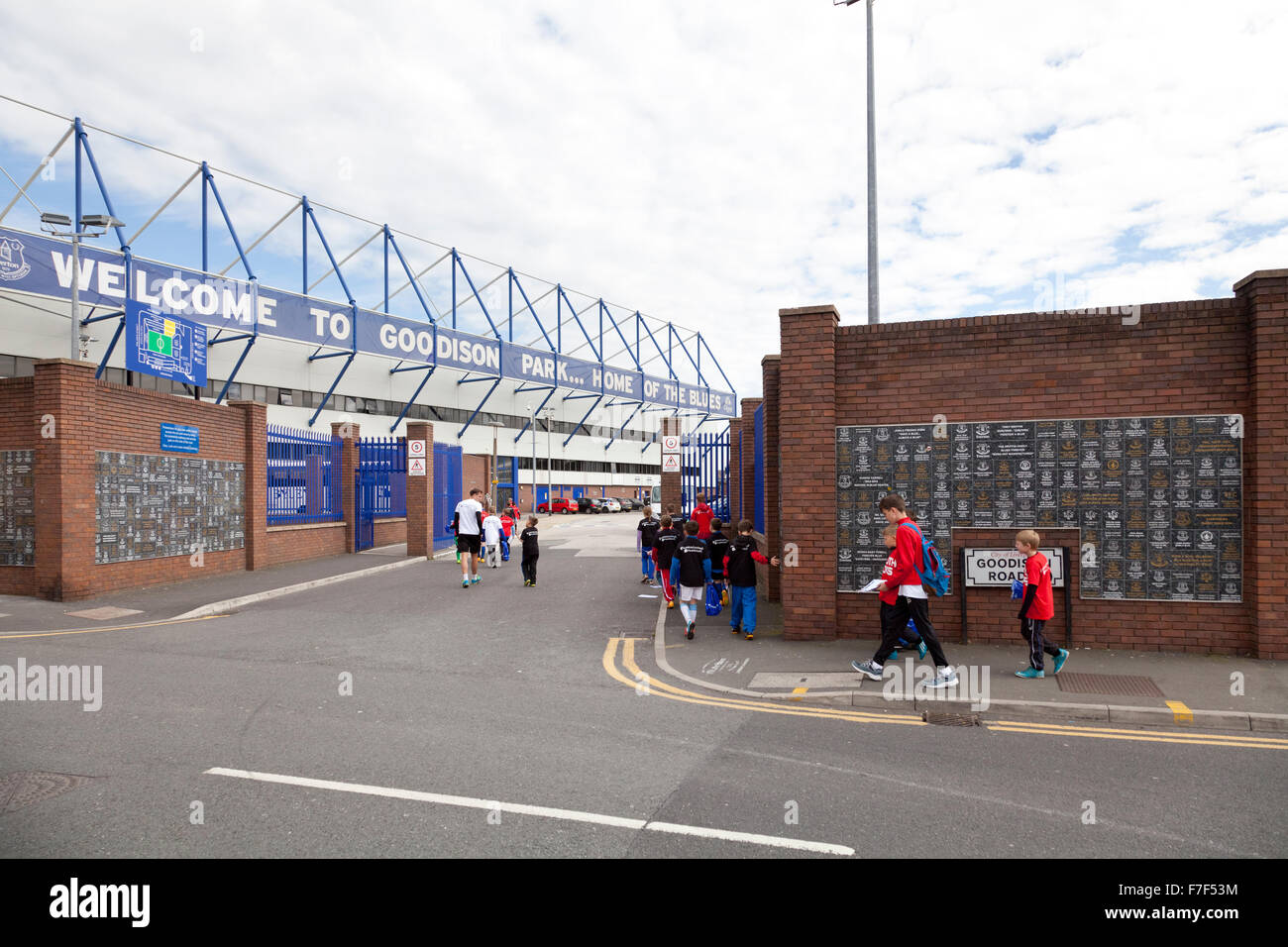 Foto documentario Everton FC, Goodison a Liverpool FC, Anfield, Liverpool, in Inghilterra Foto Stock