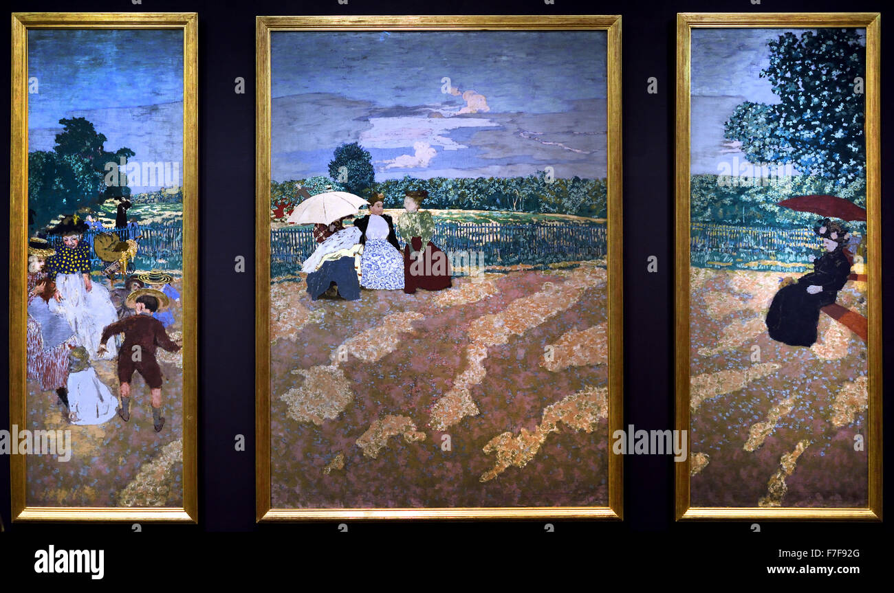 Jardins publics : la conversazione, les nourrices, l'ombrelle rouge 1894 giardini pubblici: la conversazione, gli infermieri, l'ombrellone rosso 1894 Edouard Vuillard 1868-1940 Francia - Francese Foto Stock