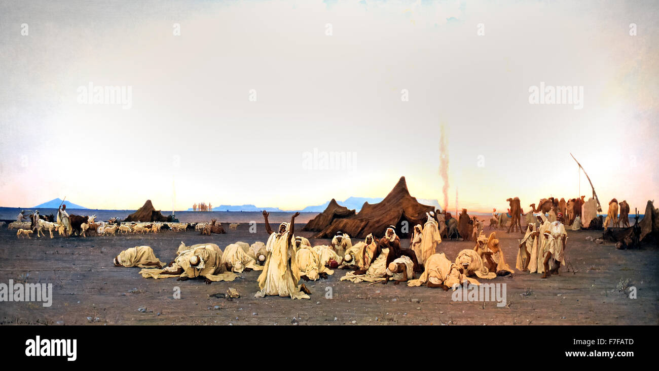 La preghiera della sera nel Sahara 1863 Gustave Guillaumet 1840 -1887 Francia - Francese Foto Stock