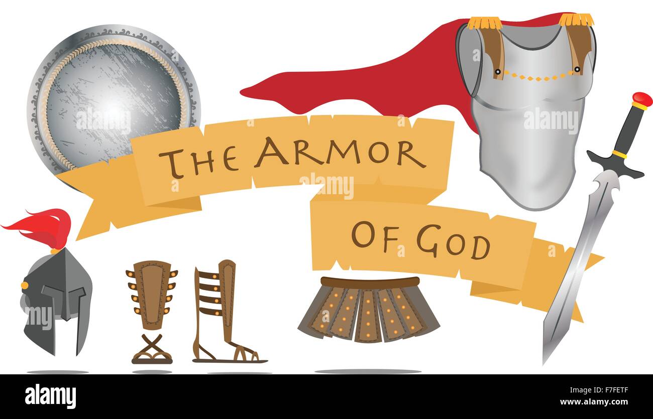 Armatura di dio guerriero del cristianesimo Gesù Cristo spirito Sign illustrazione vettoriale Illustrazione Vettoriale