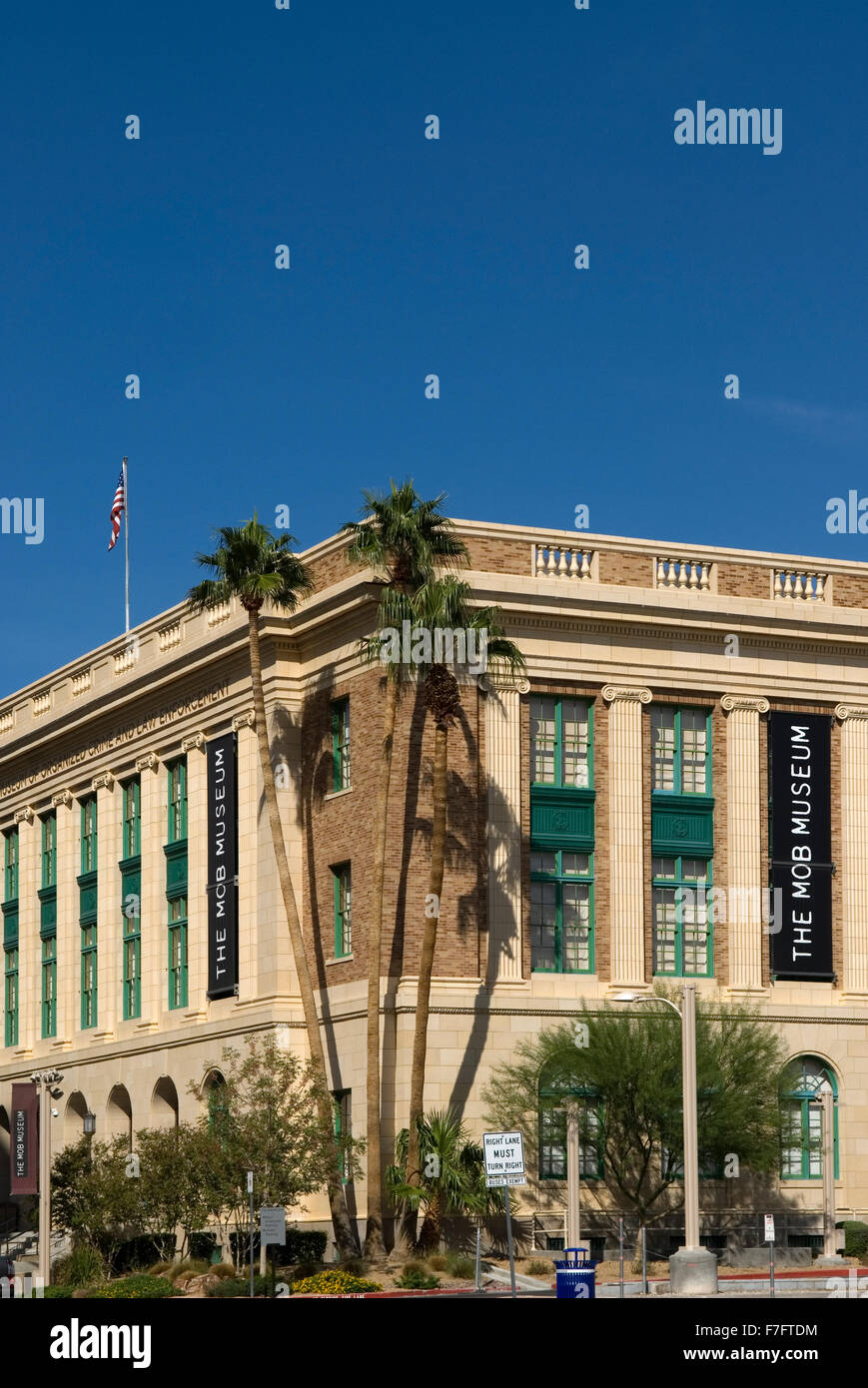 Esterno del Mob Museum, Museo Nazionale della criminalità organizzata e delle forze dell'ordine, nel centro di Las Vegas, Nevada, Stati Uniti. Foto Stock