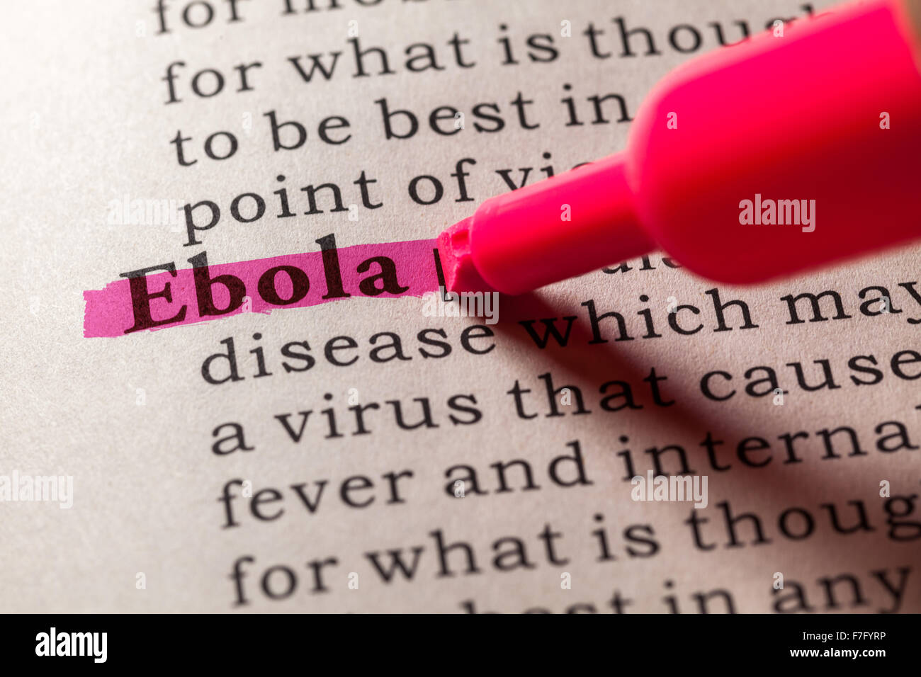 Fake Dizionario, definizione del dizionario della parola Ebola Foto Stock