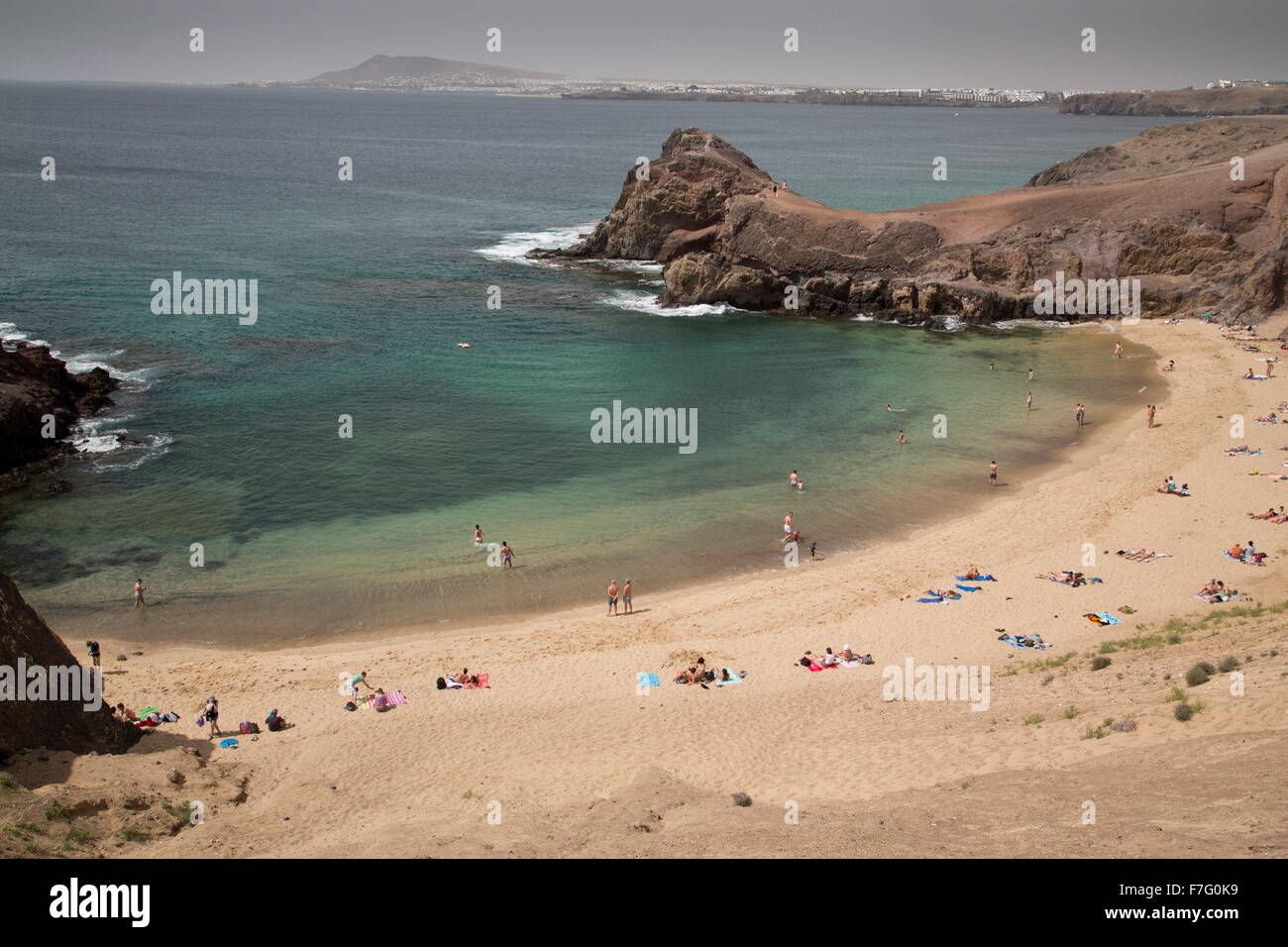 La spiaggia di Playa de Papagayo, Lanzarote, Isole Canarie. Foto Stock