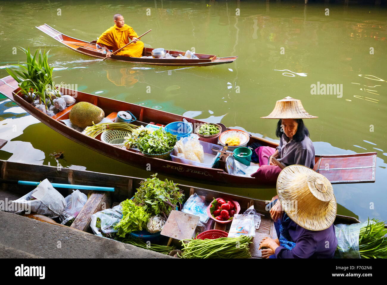 Thailandia Mercato Galleggiante di Damnoen Saduak vicino a Bangkok, Bangkok, Thailandia Foto Stock