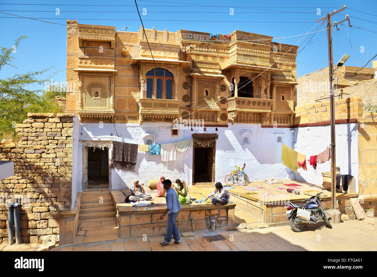 Jaisalmer haveli - tradizionale indiano haveli vecchio (palazzo), Jaisalmer, Rajasthan, India Foto Stock