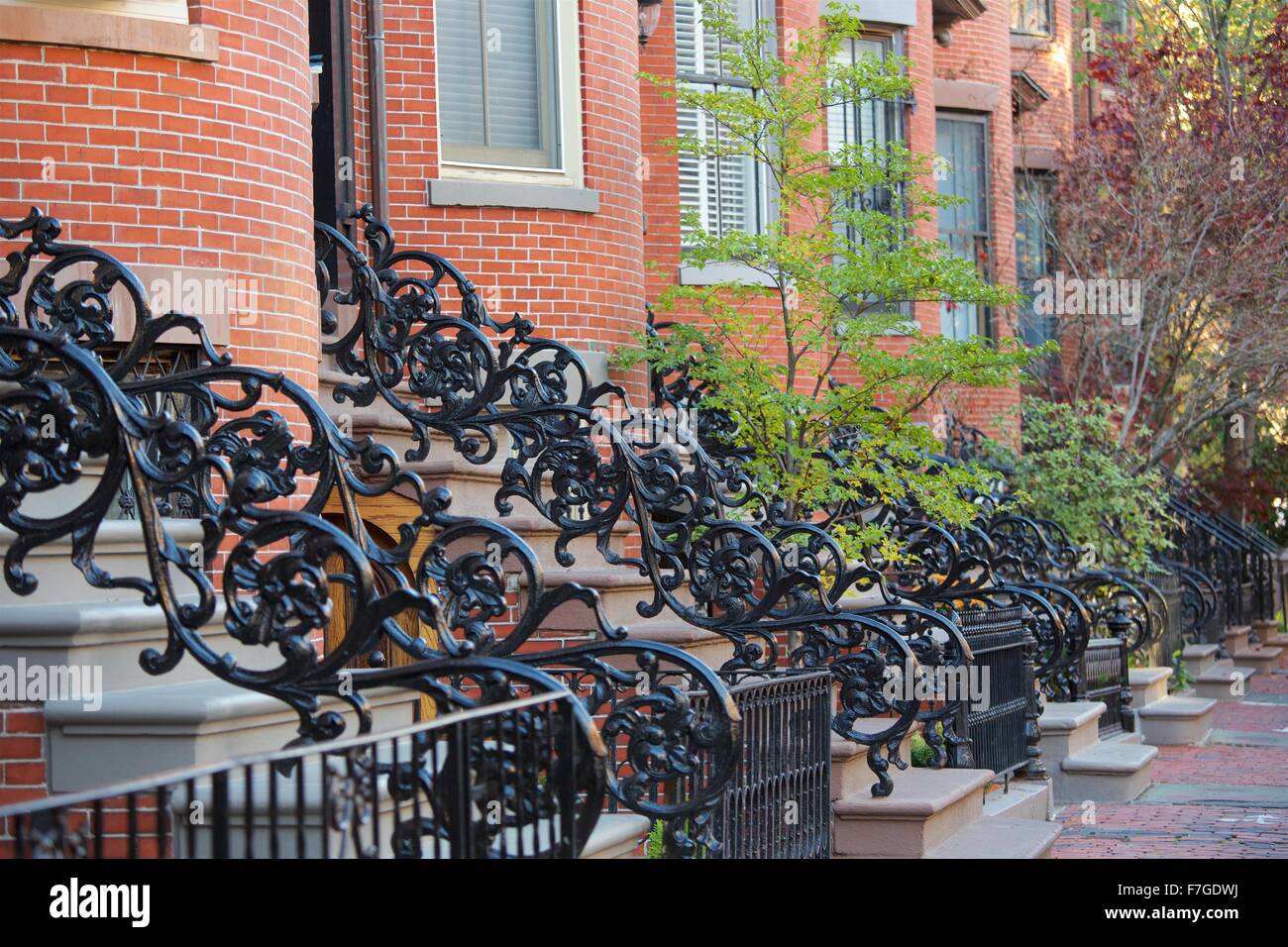 Autunno nella bella e storica estremità Sud quartiere di Boston, Massachusetts. Foto Stock