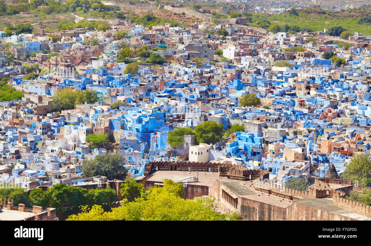 Vista aerea di Jodhpur la città blu del Rajasthan, India Foto Stock