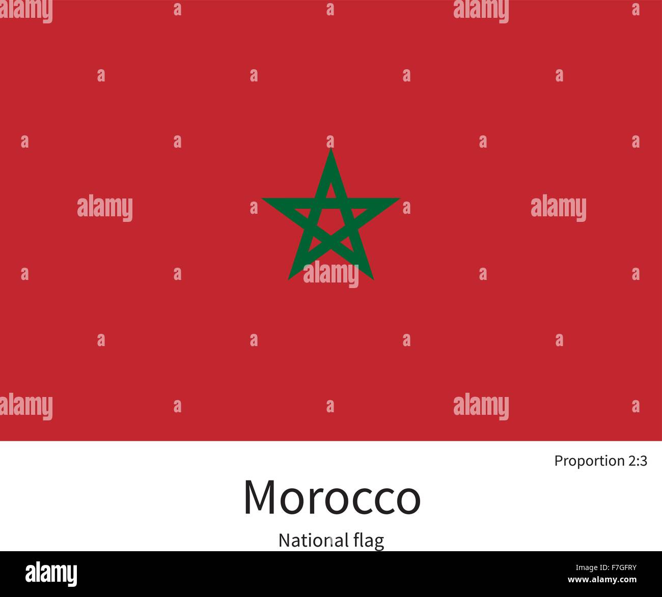 Bandiera nazionale del Marocco con proporzioni corrette, elemento, colori Illustrazione Vettoriale