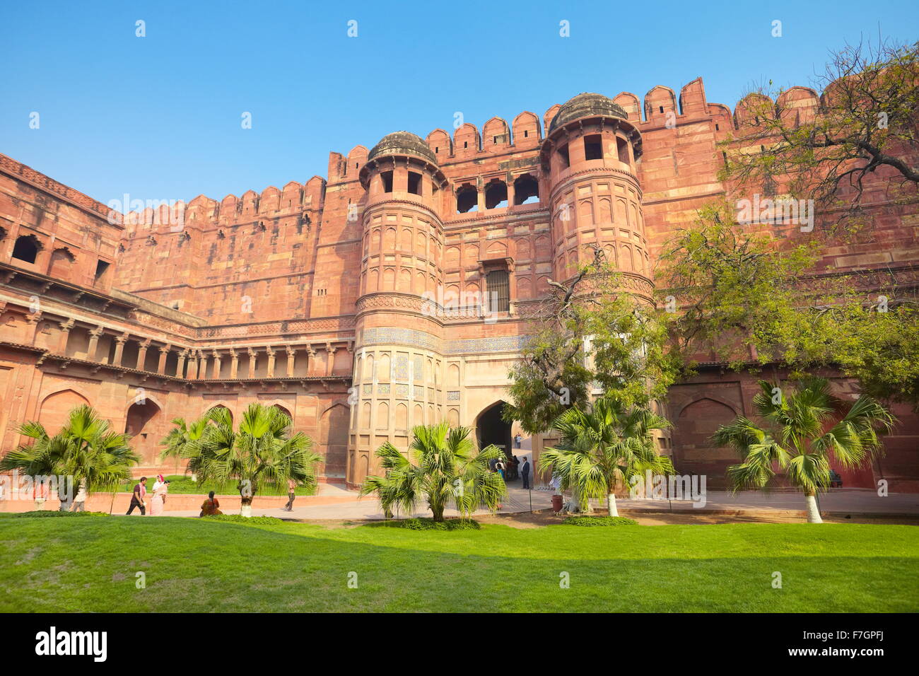 Agra Red Fort - La Amar Singh porta fortificata, porta principale di accesso, Agra, India Foto Stock