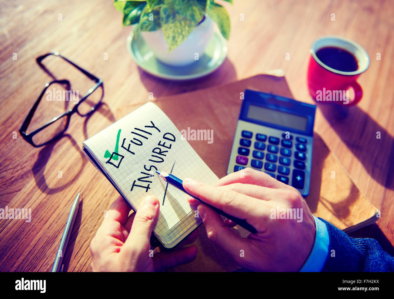 Imprenditore Notepad completamente assicurato nozione Foto Stock