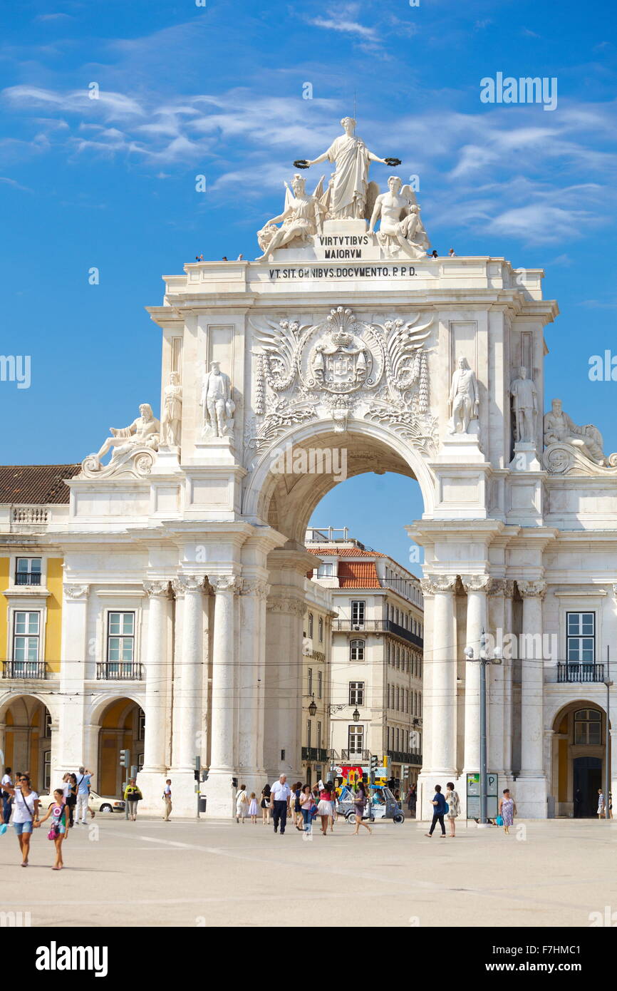 Piazza del commercio (Praca do Comercio), Lisbona, Portogallo Foto Stock