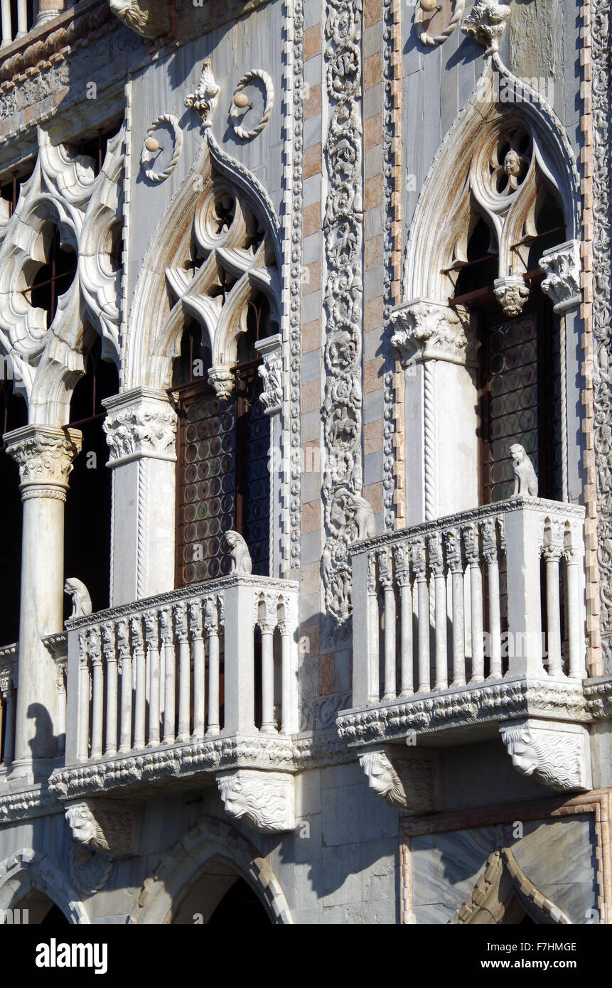 Venezia, Italia, dettagli di Ca' d'Oro sul Canal Grande Foto Stock