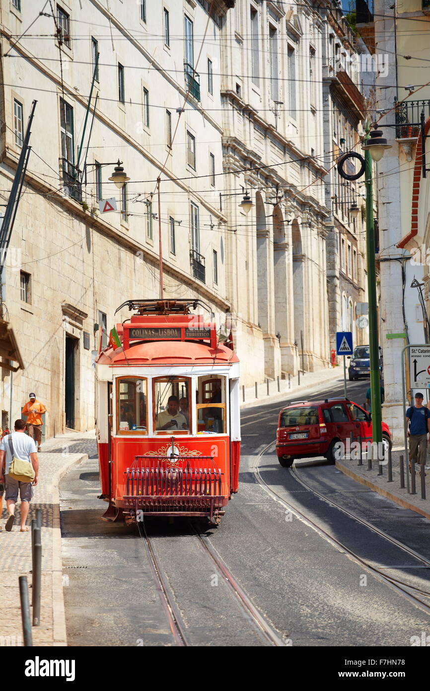 Trasporto di Lisbona Tram, Portogallo Foto Stock