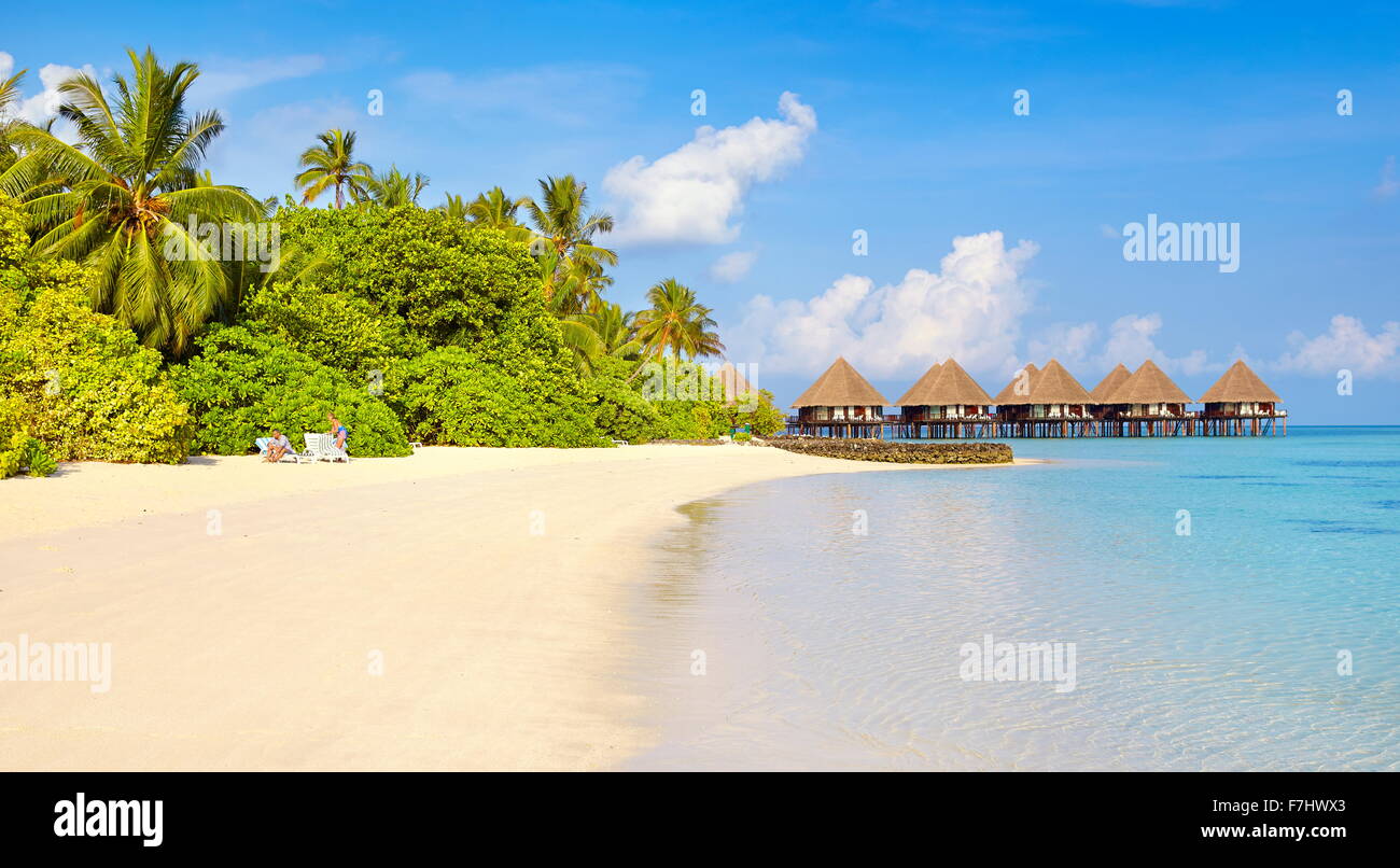 Isole Maldive, spiaggia tropicale Foto Stock
