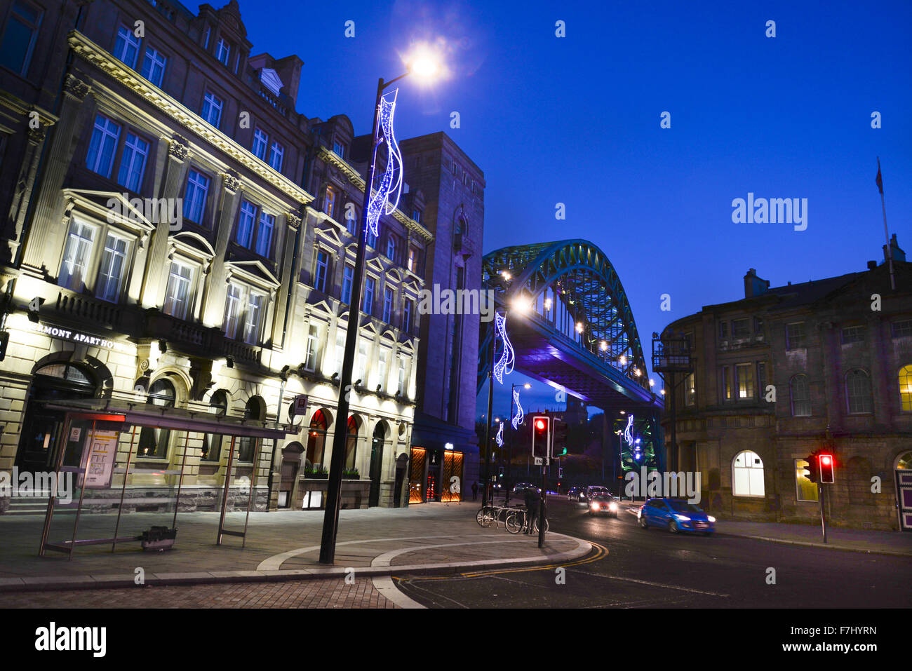 Newcastle upon Tyne, Quayside in prima serata Foto Stock