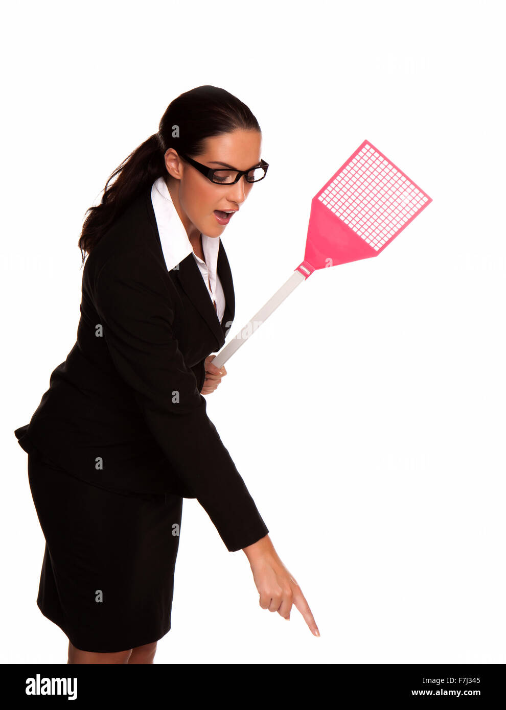 Business donna isolato su sfondo bianco. Foto Stock