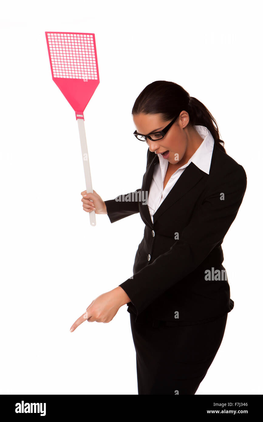 Business donna isolato su sfondo bianco. Foto Stock