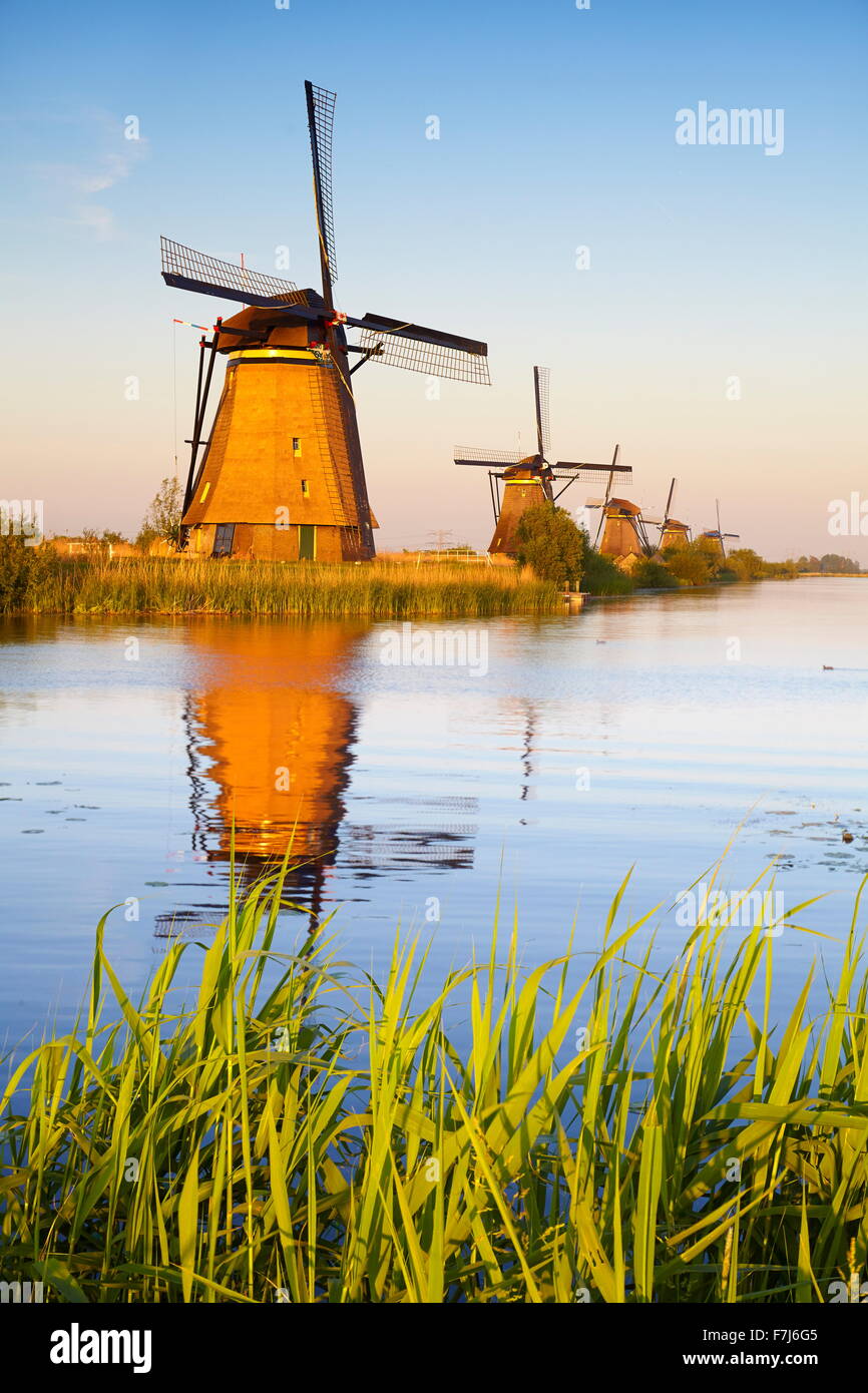 Mulini a vento di Kinderdijk - Olanda Paesi Bassi Foto Stock