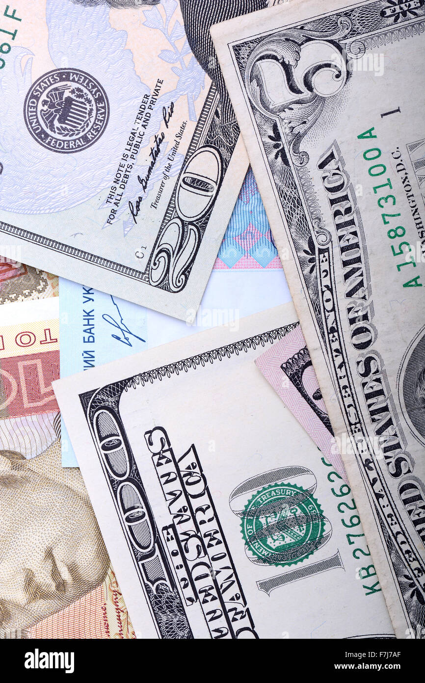 Ucraino grivna e i dollari americani Foto Stock