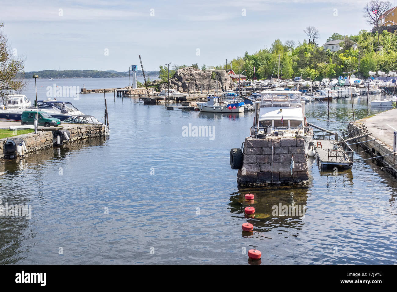 Barche ormeggiate Kristiansand, Norvegia Foto Stock