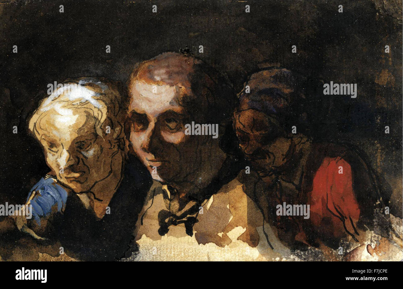 Honoré-Victorin Daumier - Trois Spectateurs Foto Stock