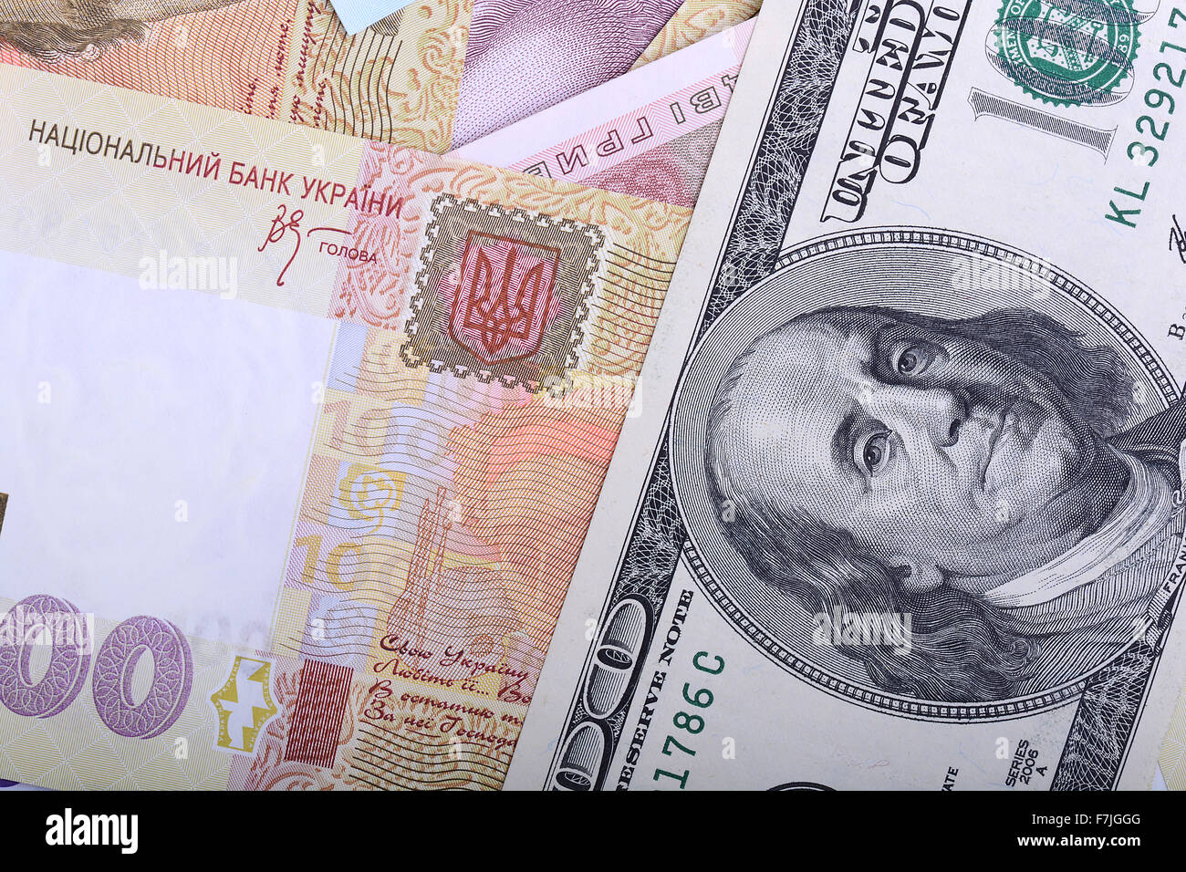 Ucraino grivna e i dollari americani Foto Stock