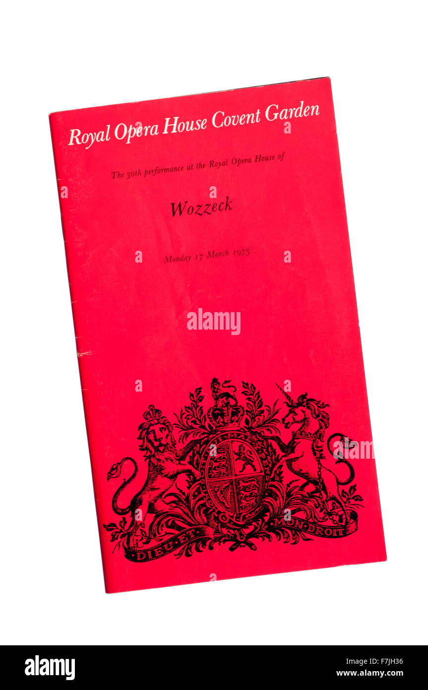 Programma per il 1975 la produzione di Wozzek di Alban Berg presso la Royal Opera House Covent Garden. Foto Stock
