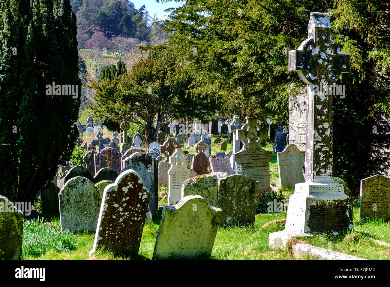 Irish Cimitero Cimitero lapidi Irlanda cross Foto Stock
