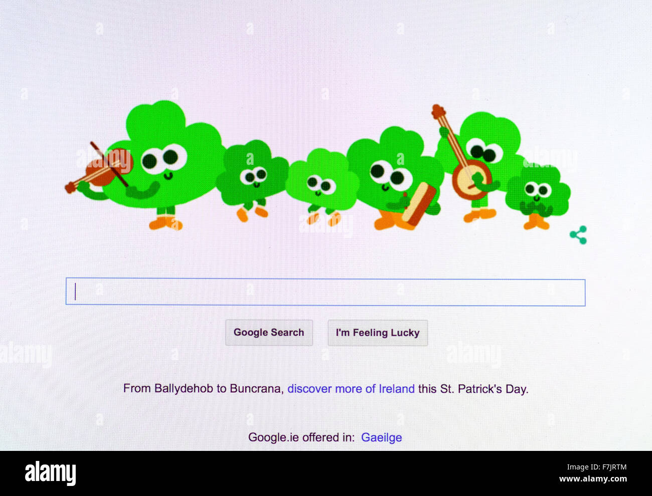 Funny logo di Google il giorno di san patrizio Irlanda irlandese Foto Stock