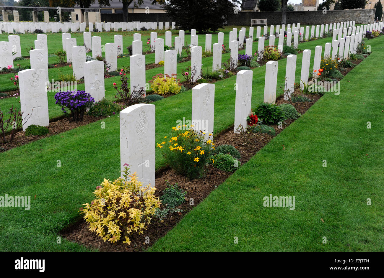 D giorno, 6 giugno 1944, Ranville, guerra britannica Cimitero e memoriale, prima liberate città di Francia, Calvados, Normandie,Francia,SECONDA GUERRA MONDIALE Foto Stock