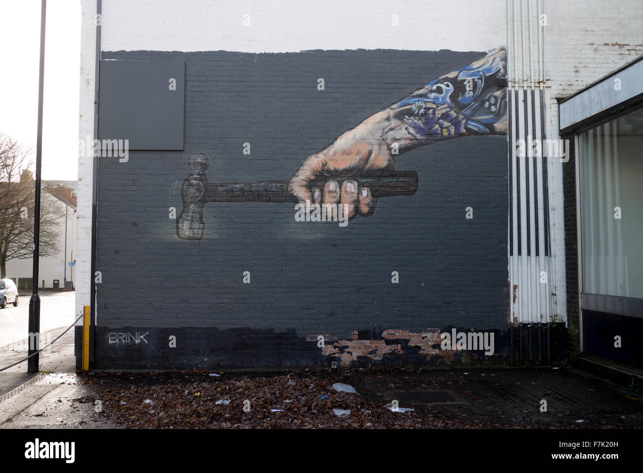 Martello street murale, Leamington Spa, Regno Unito Foto Stock